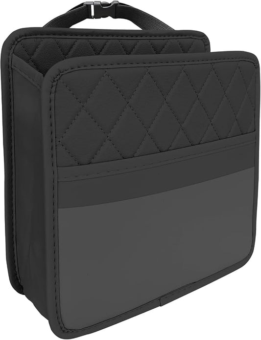 Car Seat Back Organizer, Car Organizers and Storage, Leather Multipurpose Vehicle Backseat Storage Pocket, Auto Interior Accessories Waterproof Hanging Bag for SUV Sedan Truck (Black)