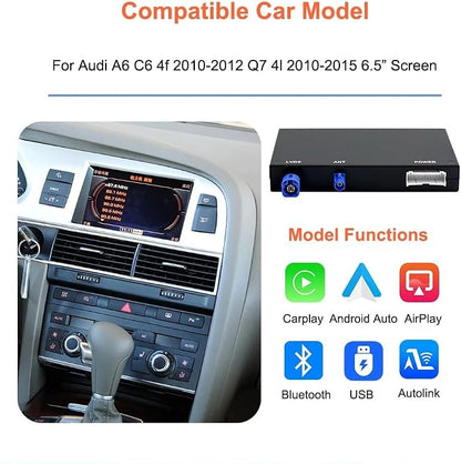 Wireless Carplay Android Auto Adapter for Audi A4 A5 Q5 S4 S5 2008-2018 | MMI 3G Retrofit Kit with Navigation, Music, Siri, OEM Knob Control, Camera Input