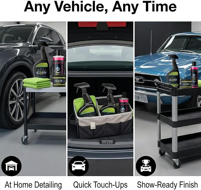 Care Car Wash Care Kit, Essential Car Cleaning Supplies, for Trucks, SUVs, and More, 5-Piece Set with Shampoo, Spray, Gel Wax, Microfiber Towels