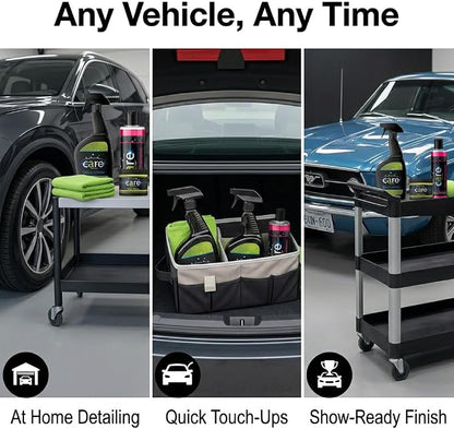 Care Car Wash Care Kit, Essential Car Cleaning Supplies, for Trucks, SUVs, and More, 5-Piece Set with Shampoo, Spray, Gel Wax, Microfiber Towels
