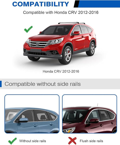 Wonderdriver 330lbs Roof Rack Cross Bars Fit for Honda CRV CR-V 2012 2013 2014 2015 2016 (without Side Rails), Heavy Duty Aluminum Roof Rails Crossbars (Cutting the molding trim) Cargo Carrier Luggage