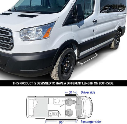 APS (Silver Powder Coated 6 inches) Running Boards Nerf Bars Side Steps Compatible with Ford Transit 2015-2026 Full Size Van 3-Door (Exclude 2022-2026 E-Transit)