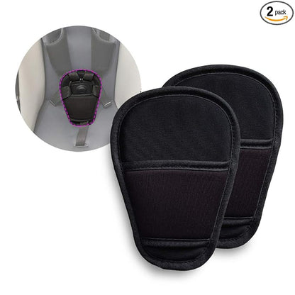 SeedFuture Baby Stroller Seatbelt Crotch Cushion Black 2 Piece, Universal Pram Belt Pads for Newborns Infants Kids, Pushchair Seat Belt Crotch Covers