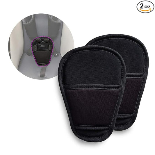 SeedFuture Baby Stroller Seatbelt Crotch Cushion Black 2 Piece, Universal Pram Belt Pads for Newborns Infants Kids, Pushchair Seat Belt Crotch Covers