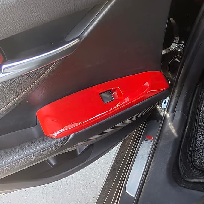 Kolya Compatible with 2018 2019 2020 2021 2022 2023 2024 2025 Toyota Camry Accessories Door Window Switch Panel Cover Window Control Button Trim (Red Color)