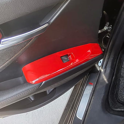 Kolya Compatible with 2018 2019 2020 2021 2022 2023 2024 2025 Toyota Camry Accessories Door Window Switch Panel Cover Window Control Button Trim (Red Color)