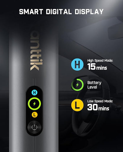 Fanttik Slim V10 APEX Cordless Car Vacuum, 4-in-1 Portable Mini Handheld Vac, 19kPa Suction Power, Upgraded Smart Digital Display, 2 Suction Modes for Small Jobs, Car, Office Desk, Keyboards (Gray)