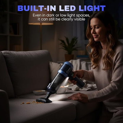 Saker Car Vacuum Portable Cordless 20000Pa Suction Power 4 in 1 Handheld Vacuum with LED Light Type-C Portable Mini Vacuums for Gifts Car, Home, Office, Pet HL157 Blue