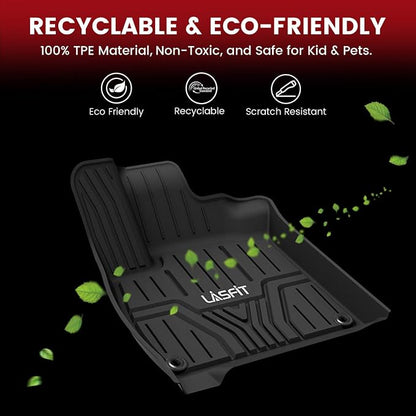 LASFIT Floor Mats & Trunk Mat with Backrest Mat for Honda Pilot 2023-2025 2026, Split & One-Piece Foldable Seating All Weather TPE Floor Liners 1st & 2nd & 3rd Row & Cargo Mat with Seatback Mat, Black