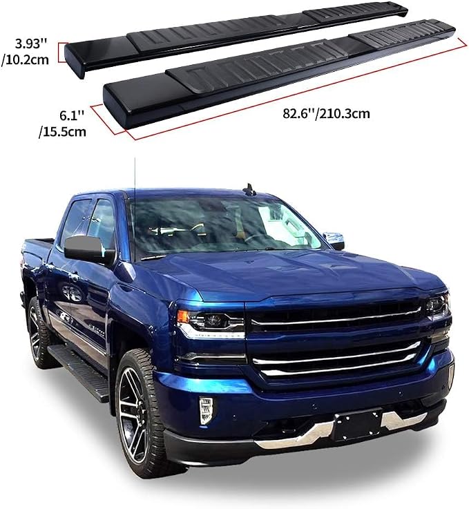 YITAMOTOR Running Boards 6 inches OE Style Aluminum Side Steps, Nerf Bars, Compatible with 2007-2018 Chevy Silverado/GMC Sierra 1500 & 2007-2019 2500HD/3500HD Crew Cab (Gas Engine ONLY), Black