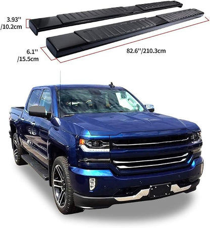 YITAMOTOR Running Boards 6 inches OE Style Aluminum Side Steps, Nerf Bars, Compatible with 2007-2018 Chevy Silverado/GMC Sierra 1500 & 2007-2019 2500HD/3500HD Crew Cab (Gas Engine ONLY), Black