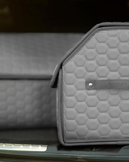 Owleys Foldable Trunk Organizer for Car - Collapsible Auto Trunk Organizer with Lid - Small and Large Cargo Organizer - Trunk Storage Box with 2 Compartments - Gray 17