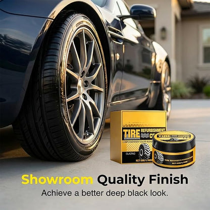 Car Tire Shine with Sponge, Tire Coating Paste Tire Polishing Paste, Long-Lasting Wet Gloss Tire Dressing for Cars Trucks Motorcycles RVs, Easy Apply Wheel Shine (3)