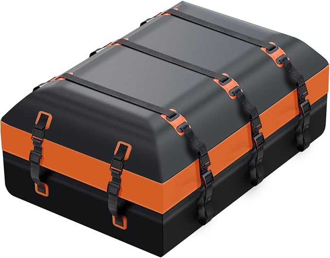 20 Cubic Feet Roof Cargo Bag - Heavy Duty Waterproof Car Top Carrier with 840D PVC, Anti-Slip Mat, 6 Door Hooks, Luggage Lock, for SUV Truck Minivan Without Rack
