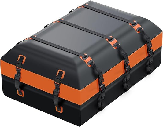20 Cubic Feet Roof Cargo Bag - Heavy Duty Waterproof Car Top Carrier with 840D PVC, Anti-Slip Mat, 6 Door Hooks, Luggage Lock, for SUV Truck Minivan Without Rack