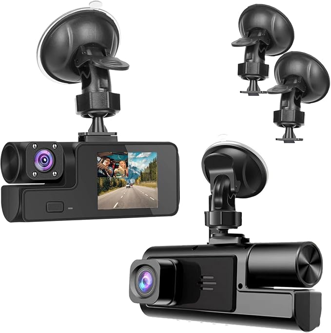 1080P Dual Dash Camera for Car Front and Inside Dashcam Car Security Video Recorder,170°Wide Angle Vehicle Cam,WDR,G-Sensor,2’’ IPS Screen,Loop Recording,Night Vision (Dual Dash Cam Without Card)