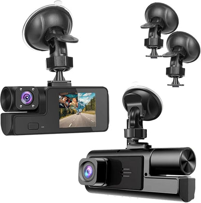 1080P Dual Dash Camera for Car Front and Inside Dashcam Car Security Video Recorder,170°Wide Angle Vehicle Cam,WDR,G-Sensor,2’’ IPS Screen,Loop Recording,Night Vision (Dual Dash Cam Without Card)