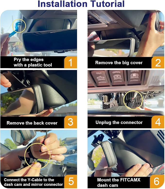 Fitcamx Front 4K+Rear 1080P Dash Cam Adapts for RAM 1500 (Model A) 2019 2020 2021 2022 2023 2024 Rebel Big Horn Laramie, OEM Look, Dual Loop Recording, WiFi & APP, G-Sensor, Easy to Set, 128GB Card