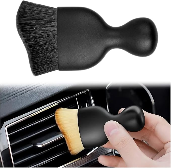 BELOMI Car Detailing Brush, Auto Interior Dusting Brush, Car Soft Bristle Cleaning Tool, Universal Car Interior Crevice Brush for Dashboard, Air Conditioner Vents, Leather, Computer (Black)