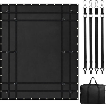 VEVOR Waterproof Cargo Net, 96 in x 81 in, Heavy Duty Truck Cargo Net-(WLL) 700lbs, 4 Adjustable Straps with Carabiners & S-Hooks, Truck Bed Cover for Trailer, Pickup, Boat, Jeep, SUV 6.75' x 8'
