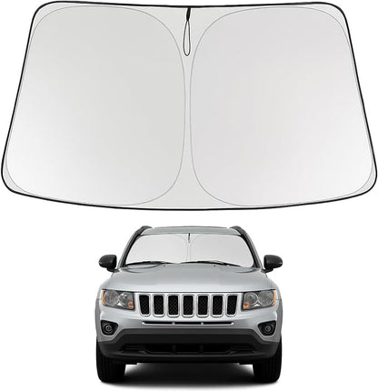 Proadsy 2026 Upgrade Front Windshield Sun Shade Foldable Sunshade Protector Custom Fit 2007-2017 Jeep Compass Accessories