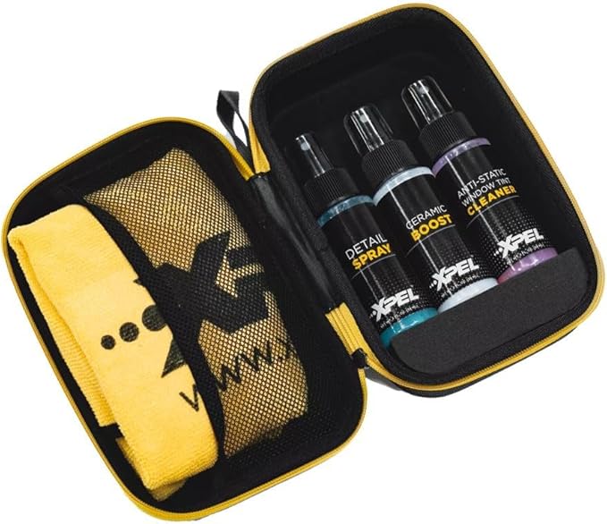XPEL 3-Pack New Car Care Kit – Ceramic & Waterless Detailing for Paint, PPF & Glass | Ceramic Boost, Waterless Detail Spray, Streak-Free Glass Cleaner & Premium Microfiber Towel in Branded Case