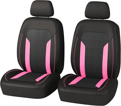 2 Pack Universal Car Seat Cover with Breathable Mesh Backrest,Comfortable Car Seat Protector with Foam Padding and Retaining Buckle,Highly Elastic Car Seat Covers Full Set (Pink)