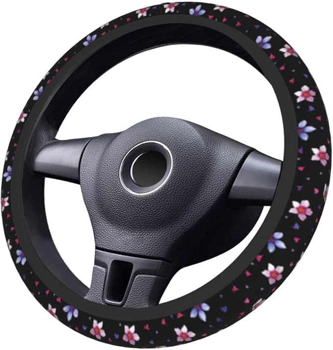 Flower Steering Wheel Cover Car Accessories Cute for Women Girls Universal 15 Inch Neoprene Auto Interior Decor Anti Slip Automotive Trucks Protector