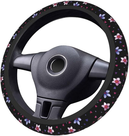 Flower Steering Wheel Cover Car Accessories Cute for Women Girls Universal 15 Inch Neoprene Auto Interior Decor Anti Slip Automotive Trucks Protector