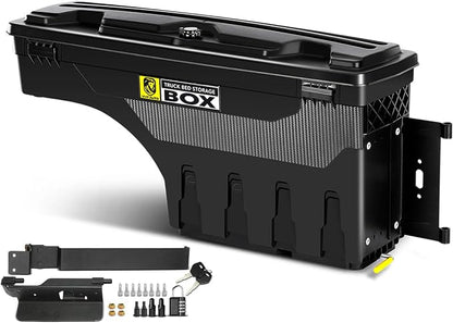 YHTAUTO Truck Bed Storage Tool Box Lockable Compatible with 2019-2025 Ram 1500 Pickup, Passenger Side, Will Not Work with RamBox & Classic Model, Swing Waterproof Wheel Well Toolbox