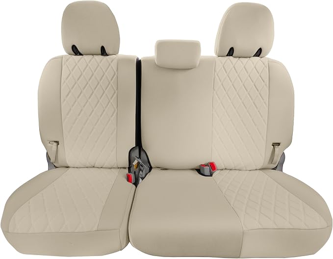 FH Group Custom Fit Car Seat Covers Specifically Made for 2011-2020 Toyota Sienna 7-8 Seater with Ultraflex Neoprene Water Resistant Automotive Seat Covers - 3rd Row Solid Beige