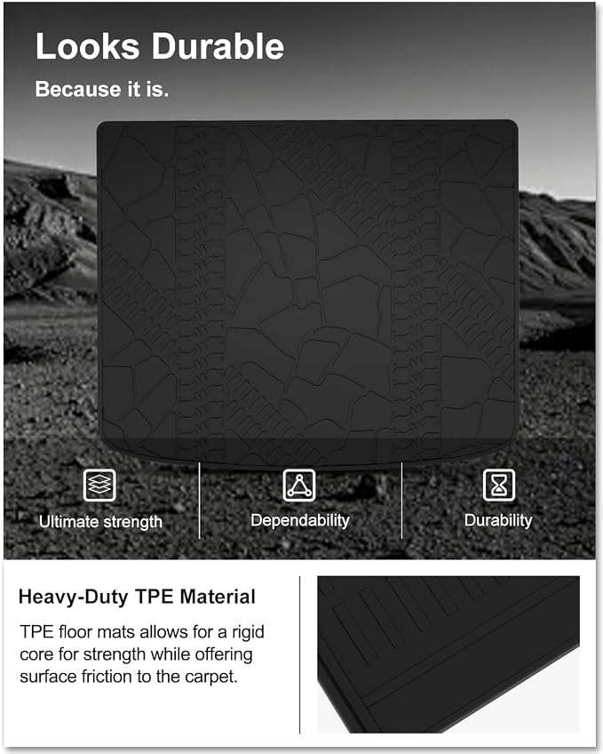 KIWI MASTER Cargo Mat for 2014-2023 Jeep Cherokee, Custom Fit All Weather Rear Cargo Liner, Heavy Duty TPE Tray Trunk Mat, Black