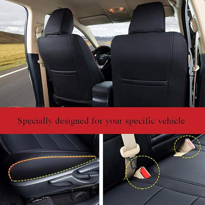 EKR Rav4 Seat Covers Custom Fit for Toyota Rav4 2016 2017 2018(Hybrid) LE,SE,XLE,Limited, Leather Car Seat Cover Full Set for SUV,Faux Leather(Black with Red Trim)
