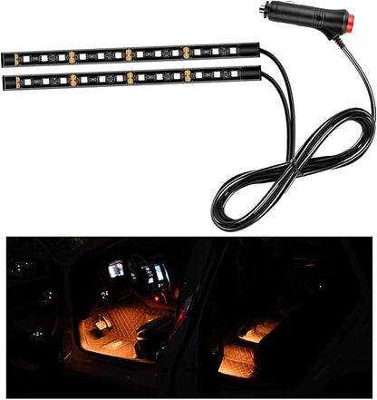 Ohleats Car LED Strip Light, 24 LED RGB Auto Interior Atmosphere Lights, Cigarette Lighter Under Dash Ambient Night Light, Interior Decorative Lamp Lighting Kit Car Accessories (Orange)