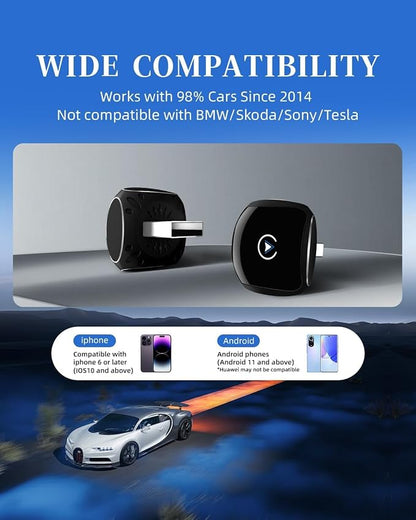 Wireless CarPlay Adapter for iPhone ＆ Android,2025 Update, Plug and Play, Small Size,Fast and Stable Connection Wireless Adapter for CarPlay
