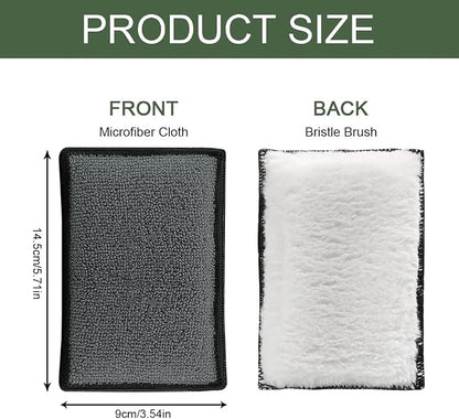 2PCS Car Interior Scrubbing Sponge, Scrub Pads Car Detailing, 5.9'' x 3.5'' Microfiber Auto Interior Cleaning Scrub Applicator, Auto Wash Sponge Pad for Vehicles Leather Plastic (Gray White)