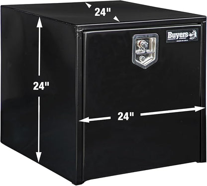 Buyers Products 1704300 Black Steel Underbody Truck Tool Box – 24 x 24 x 24 Inch - Truck Bed & Underbelly RV Storage Box, Locking T-Latch, Weather-Resistant, Heavy-Duty Flatbed Job Box, Made in USA