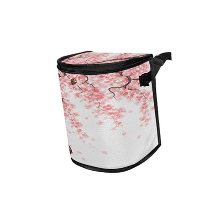 senya Car Trash Can Car Garbage Can Car Waste Basket, Leak-Proof Car Trash Bin,Japanese Cherry Tree Blossom Car Trash Hanging Car Accessories Interior Car Organizer Bag