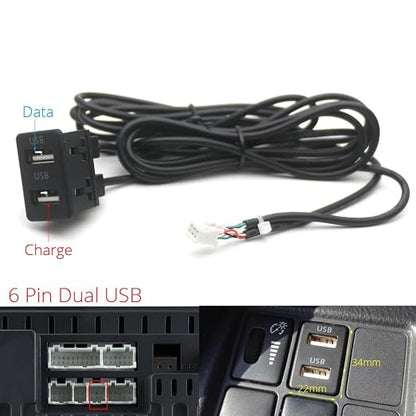 for Universal Dual USB Female Interface to 6 8 Pin PHB Wire Connect Cable Adapter for Car Multimedia Player Android Stereo Radio - (Color Name: 6Pin Dual USB Plus)