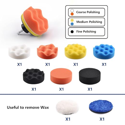 Tshya 3 inch Drill Polishing Kit Buffer Sanding Attachment Car Head Light Restore Pads with Eraser Wheel Waterproof Sanding Discs Include 240-5000# Total 122 Pack