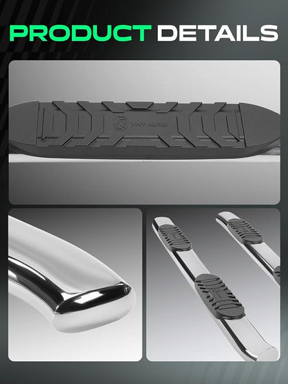 YHTAUTO 5 Inch Running Boards Side Steps Fit Ford F-150 2015-2026, F150 Lightning 2022-2026, F350/250/450/550 Super Duty 2017-2026 (Crew Cab/SuperCrew) Oval Bent Ends Stainless Steel Polished Chrome