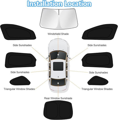 KUST Car Window Shades for Kia K5 EX 2021-2025 Windshield Sun Shade Side Window Cover UV Block Privacy Protection Accessories for Camping Blackout Rear Back Full Set 8PCS