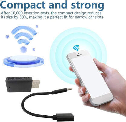 USonline911 Fast and Stable 2-in-1 Upgraded Car Play Wireless Adapter with 5Ghz WiFi and BT 5.0 Transmission Module Plug and Play for Androi-d Auto Wireless Adapter