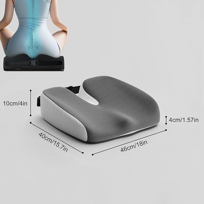 Adult Car Booster Seat Cushion - Memory Foam Car Seat Wedge Cushion - Coccyx Cushion for Tailbone Pain - Driver Seat 3 Inch Height Boost Cushion - for Cars, Trucks, Home & Office Chairs, Grey