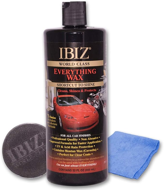 IBIZ® World Class Car Wax - 32oz Professional Grade, Premium Carnauba Car Wax for Ultimate Shine, Deep Gloss and Advanced Protection. Hydrophobic Top Coat - Safe For All Automotive Finishes.