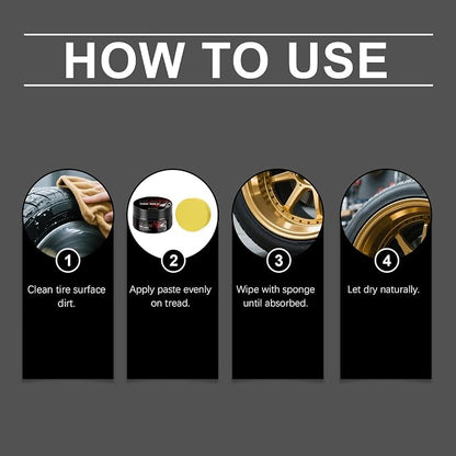 Tire Coat - 50g Tire Polishing Paste | Long Lasting Car Scratch Remover, Deep Black Automotive Wheel Shine For Mechanics Driver Detailers Groomers Modifiers Trucks Suvs Garage Sedans Shops