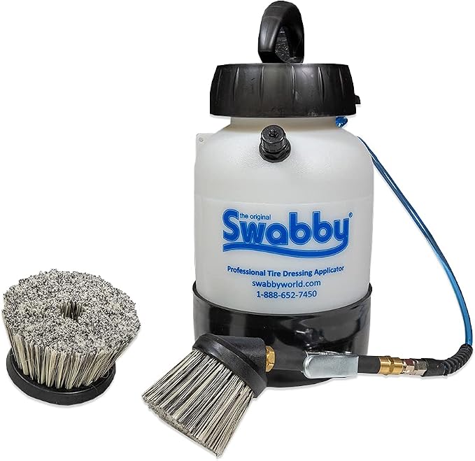 Detail King Swabby 1 Gallon Tire Dressing Tank - Keep Tires Clean & Glistening (with 3in & 6in Brushes)