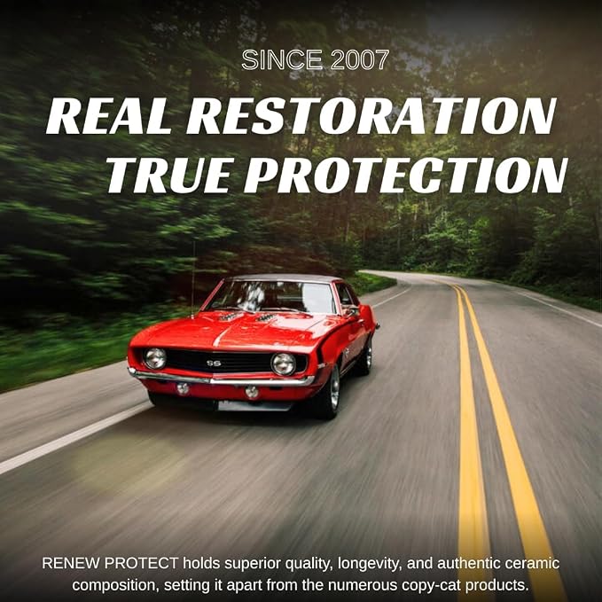 RENEW PROTECT Blak, Lasts Months - Years, Rich Black Tire & Trim Treatment, Mid to High Shine, Floor Mat-RV-Golf Cart, 100% Motorcycle-Safe, Ceramic-Hybrid Protectant, Wash-Proof, 5 min Dry-Seal 8oz