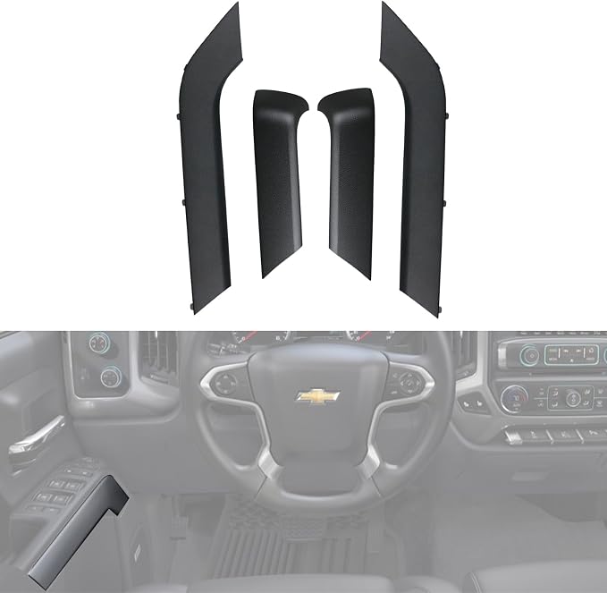 4PCS Door Armrest Cover Trim Kit Front&Rear Left Right Side Door Panel Arm Rest Bezel Black Compatible with 2014-2020 Chevy Silverado GMC Sierra