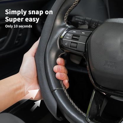 Car Steering Wheel Cover Napa Leather Non Slip Vehicle Steering Wheel Cover Protector, Quick Install Comfy Automotive Interior Decor, Universal fit 14½ to 15 inches Car Pickup SUV 14.5 to 15 inches